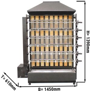 GGM GASTRO - Grill à poulet au charbon de bois - avec 6 brochettes pour 36 poulets