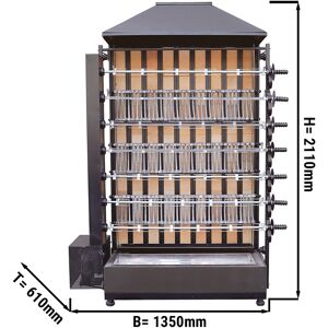 GGM GASTRO - Grill à poulet au charbon de bois - avec 7 brochettes pour 35 poulets