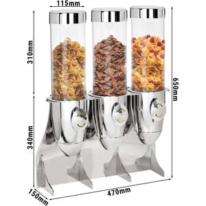 GGM GASTRO - Distributeur de cereales et corn-flakes - Triple -Ø 115mm - Chrome - Distributeur rotatif Argent