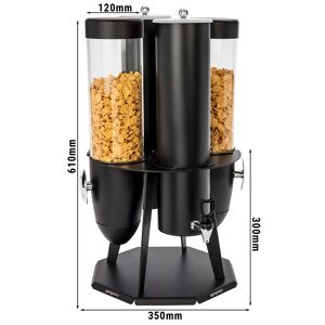 GGM GASTRO - Distributeur de cereales et corn-flakes - Double - Rotatif - Ø 120mm - Noir - Distributeur rotatif Noir