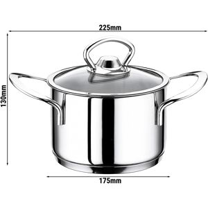 GGM GASTRO - Mini casserole en inox avec couvercle - Ø 160 mm - Hauteur 80 mm - 1,50 litre