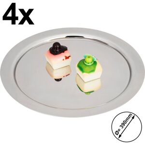 GGM GASTRO - (4 pieces) Plateau de service en acier inoxydable - Ø 390mm - Poli Argent