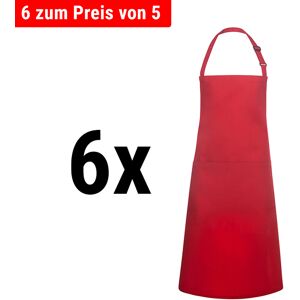 GGM GASTRO - (6 pièces) KARLOWSKY Tablier à bavette avec poche Basic - Rouge