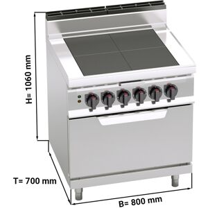 GGM GASTRO - Cuisinière électrique - 12 kW - Plaques de cuisson abaissées - Four électrique inclus - 7,5 kW & Fonction Salmander