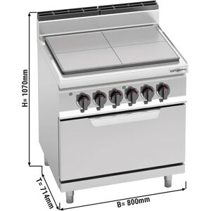 GGM GASTRO - Cuisinière à plaques chauffantes - 9 kW - incl. four électrique statique - 7,5 kW