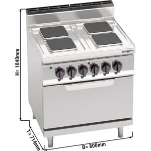 GGM GASTRO - Cuisinière électrique - 10,4 kW - 4 plaques carrées - Four électrique statique inclus - 7,5 kW