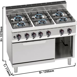 GGM GASTRO - Cuisinière à gaz - 42 kW - 6 brûleurs - four à gaz statique inclus - 7,8 kW