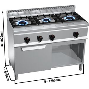 GGM GASTRO - Cuisinière à gaz - 31 kW - 3 brûleurs - four à gaz statique inclus - 3,5 kW