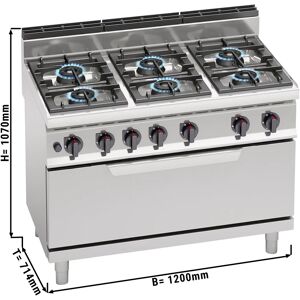 GGM GASTRO - Cuisinière à gaz - 42 kW - 6 brûleurs - four à gaz statique inclus - 12 kW