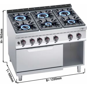 GGM GASTRO - Cuisinière à gaz - 53,5 kW - 6 brûleurs - Four à gaz inclus - 7,8 kW