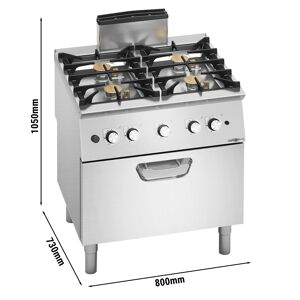 GGM GASTRO - Cuisinière à gaz - 31,8 kW - 4 brûleurs- incl. four à gaz - 7,8 kW