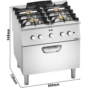 GGM GASTRO - Cuisinière à gaz - 24 kW - 4 brûleurs - four électrique inclus - 4,7 kW