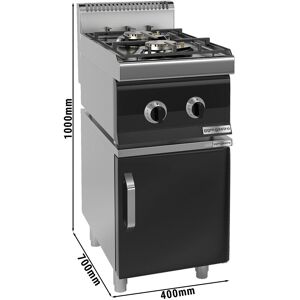 GGM GASTRO - Cuisinière à gaz - 10 kW - 2 brûleurs - incl. soubassement avec 1 porte