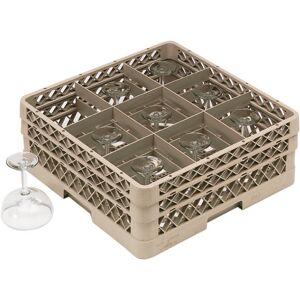 GGM GASTRO - Panier à verres - Rack-Master - 500x500mm - 9 compartiments - 150x150mm Beige