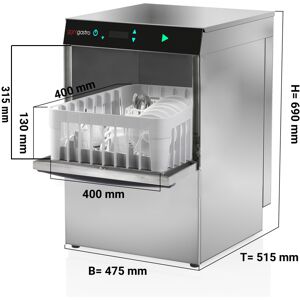 GGM GASTRO - Lave-verres à double paroi - 2,97 kW - avec pompe pour détergent & produit de rinçage