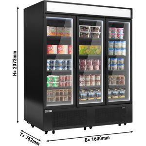 GGM GASTRO - Congélateur - 1600mm - de -18 à -23 °C - avec portes vitrées isolées - 4 étagères Noir