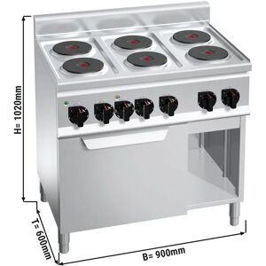 GGM GASTRO - Cuisinière électrique - 12 kW - 6 plaques rondes - Four électrique à convection inclus - 3 kW