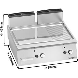 GGM GASTRO - Plaque à frire à gaz - 13,8 kW - Lisse & Rainurée