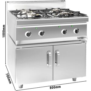 GGM GASTRO - Cuisinière à gaz - 23 kW - 4 brûleurs - incl. soubassement avec 2 portes