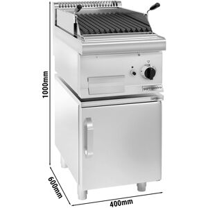 GGM GASTRO - Grill à gaz à pierre de lave - 5,5 kW - Grille inclinable - Soubassement avec 1 porte inclus