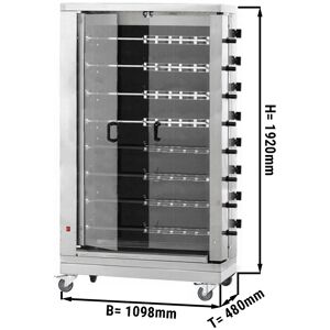 GGM GASTRO - Grill de poulet électrique PREMIUM - Vitrocéramique - 38,4kW - avec 8 broches pour 48 poulets