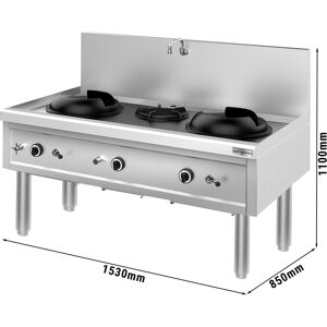 GGM GASTRO - Cuisinière wok à gaz - 64 kW - 2+1 zones de cuisson