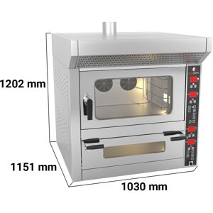 GGM GASTRO - Four combiné - Digital - Four de boulangerie à air chaud - 4x EN 60x40 & Four à pizza - 7x Ø 25cm