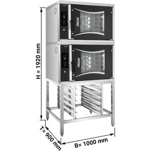 GGM Gastro - 2x Four combiné de boulangerie - Digital - 6x EN 60x40 - incl. Support & Porte-plaque - Publicité