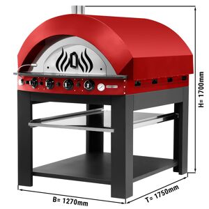 GGM Gastro - Four à pizza à gaz - Rouge- 9x 25cm - Manuel - Support inclus Rouge / Noir - Publicité