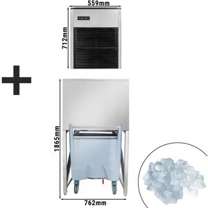 GGM GASTRO - Machine à glaçons - Nugget - 335 kg/ 24h - incl. bac de stockage de glace & chariot de transport