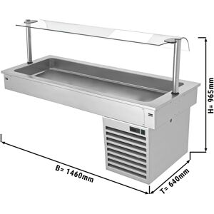 GGM GASTRO - Cuve réfrigérée encastrable - 1,5m - +2 ~ +8 °C - 4x GN 1/1 - avec protection hygiénique en verre