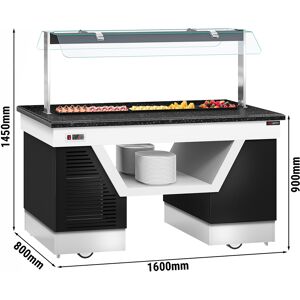 GGM GASTRO - Comptoir buffet froid BELFAST - 1600mm - avec plaque réfrigérée & Roulettes Noir