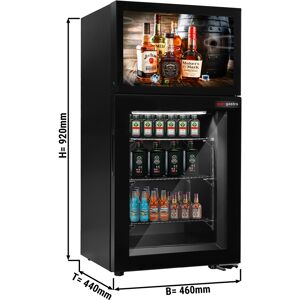 GGM GASTRO - Congélateur minibar - 460mm - 1 porte vitrée & écran LCD 19 pouces intégré Noir