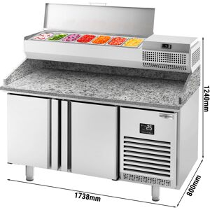 GGM GASTRO - Table réfrigérée pour pizza PREMIUM PLUS - 1783x800mm - avec 2 portes - Vitrine réfrigérée incluse - 7x GN 1/4