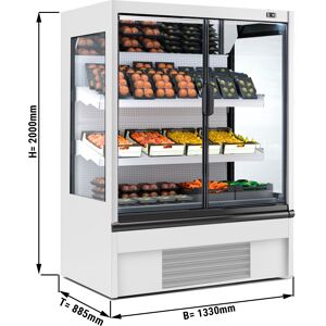 GGM GASTRO - Vitrine réfrigérée murale - 1330mm - avec éclairage LED, portes vitrées isolées & 2 étagères