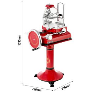 GGM GASTRO - Machine à volant d'inertie Rustikal - Couteaux : Ø 350mm - Rouge - Châssis inclus