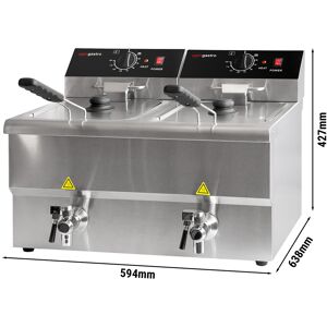 GGM GASTRO - Friteuse électrique double - 8+8 litres - 6,5 kW - avec robinet de vidange