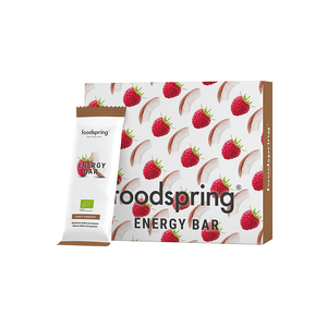 foodspring Barre énergétique   Pack de 12   Coco et Framboise   Barre à la Caféine   100% Bio