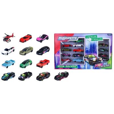 Coffret 13 véhicules Majorette Néon Racer - Publicité Coffret 13 véhicules Majorette Néon Racer - Publicité