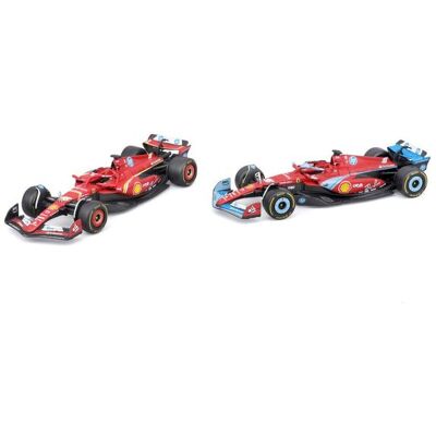 Bburago Coffret 1/43 2 voitures de courses F1 Scuderia Ferrari 2024 - Publicité Bburago Coffret 1/43 2 voitures de courses F1 Scuderia Ferrari 2024 - Publicité