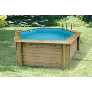 UBBINK Piscine bois AZURA Ronde 4,10 X 120 liner bleu