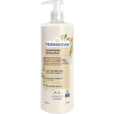 NATESSANCE Shampooing extra-doux au lait de riz bio - Publicité NATESSANCE Shampooing extra-doux au lait de riz bio - Publicité