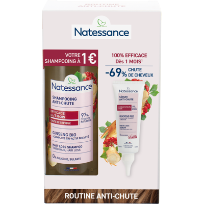 NATESSANCE Coffret Routine Capillaire Anti-chute Shampooing et Sérum - Publicité NATESSANCE Coffret Routine Capillaire Anti-chute Shampooing et Sérum - Publicité