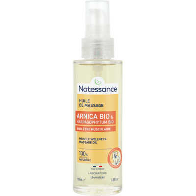 NATESSANCE Huile de massage à l'Arnica bio - Publicité NATESSANCE Huile de massage à l'Arnica bio - Publicité