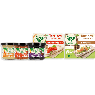 JARDIN BIO Tartines craquantes apéro – Recette « Convivialité » - Publicité JARDIN BIO Tartines craquantes apéro – Recette « Convivialité » - Publicité