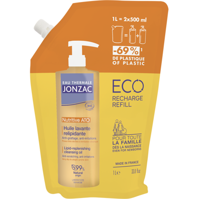EAU THERMALE JONZAC Eco Recharge - Huile lavante relipidante - Publicité EAU THERMALE JONZAC Eco Recharge - Huile lavante relipidante - Publicité