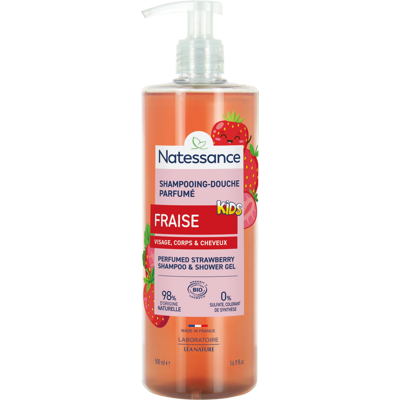 NATESSANCE Shampooing-douche bio Kids - Fraise - Publicité NATESSANCE Shampooing-douche bio Kids - Fraise - Publicité