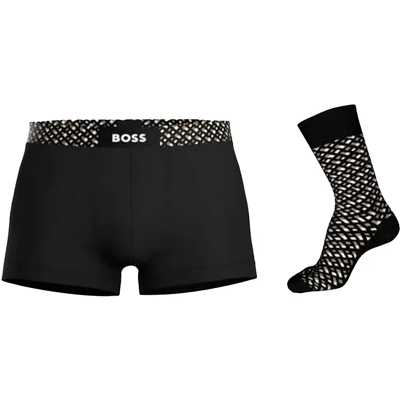 Boxer Boss monogramme Homme Noir S - Publicité Boxer Boss monogramme Homme Noir S - Publicité