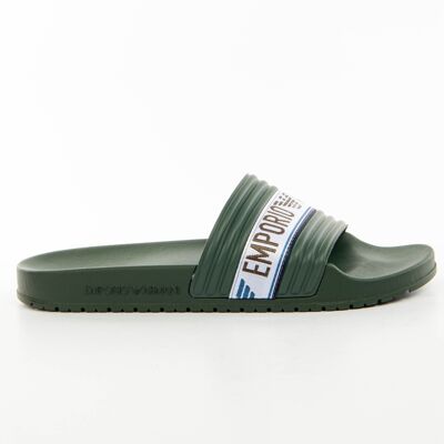Giorgio Armani Claquette Emporio Armani Eagle Homme Kaki 40 - Publicité Giorgio Armani Claquette Emporio Armani Eagle Homme Kaki 40 - Publicité