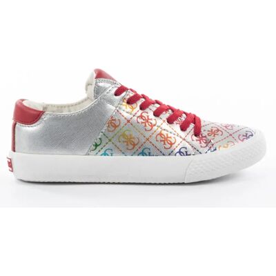 Basket Guess multi logo Femme Argent 31 - Publicité Basket Guess multi logo Femme Argent 31 - Publicité